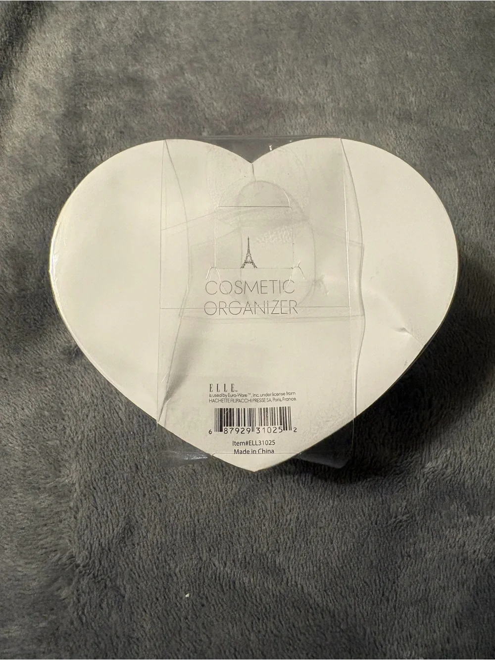 ELLE Clear Heart-Shaped Cosmetic Organizer in Transparent and Black Accents